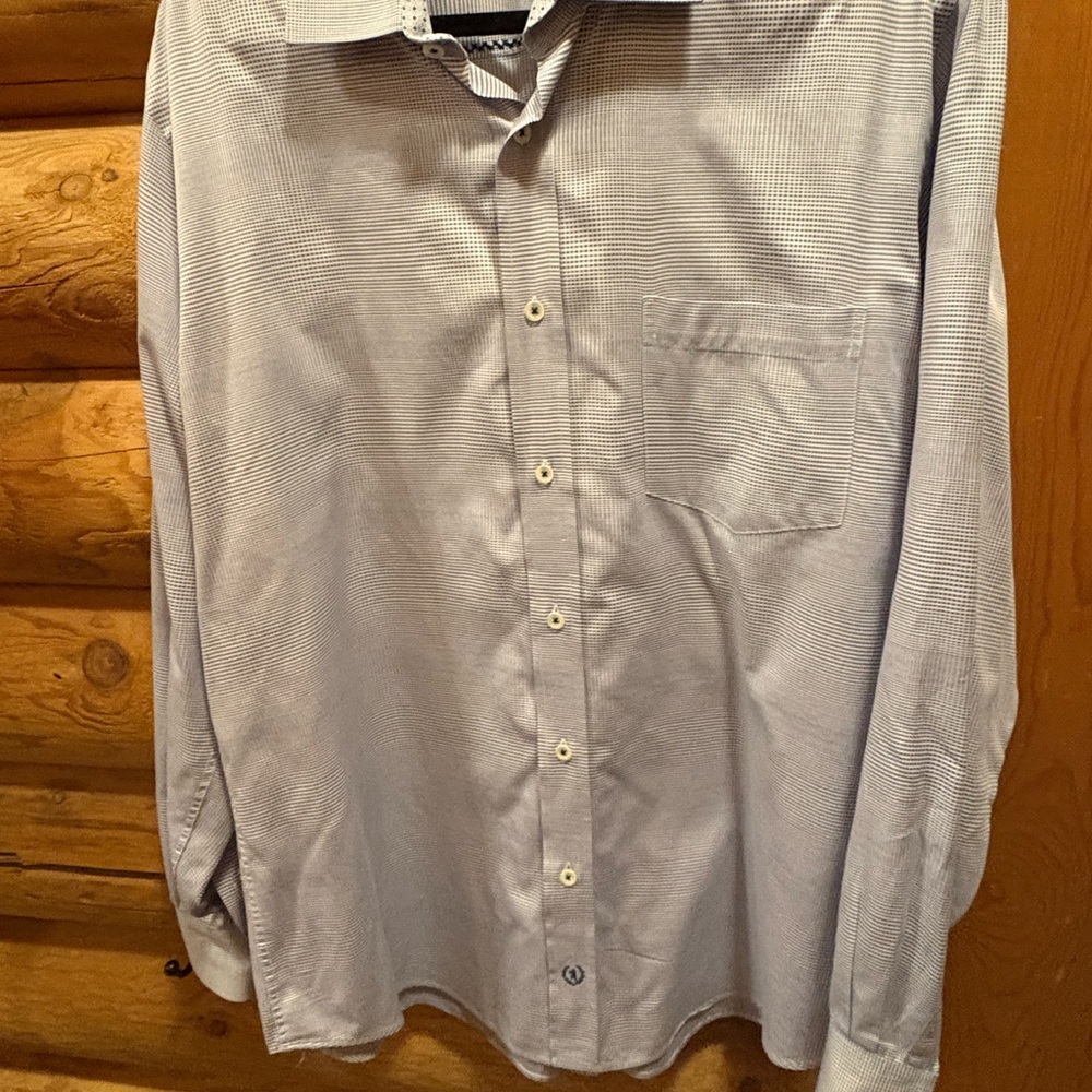 Bugatchi Sky Blue Checkered Dress Shirt
